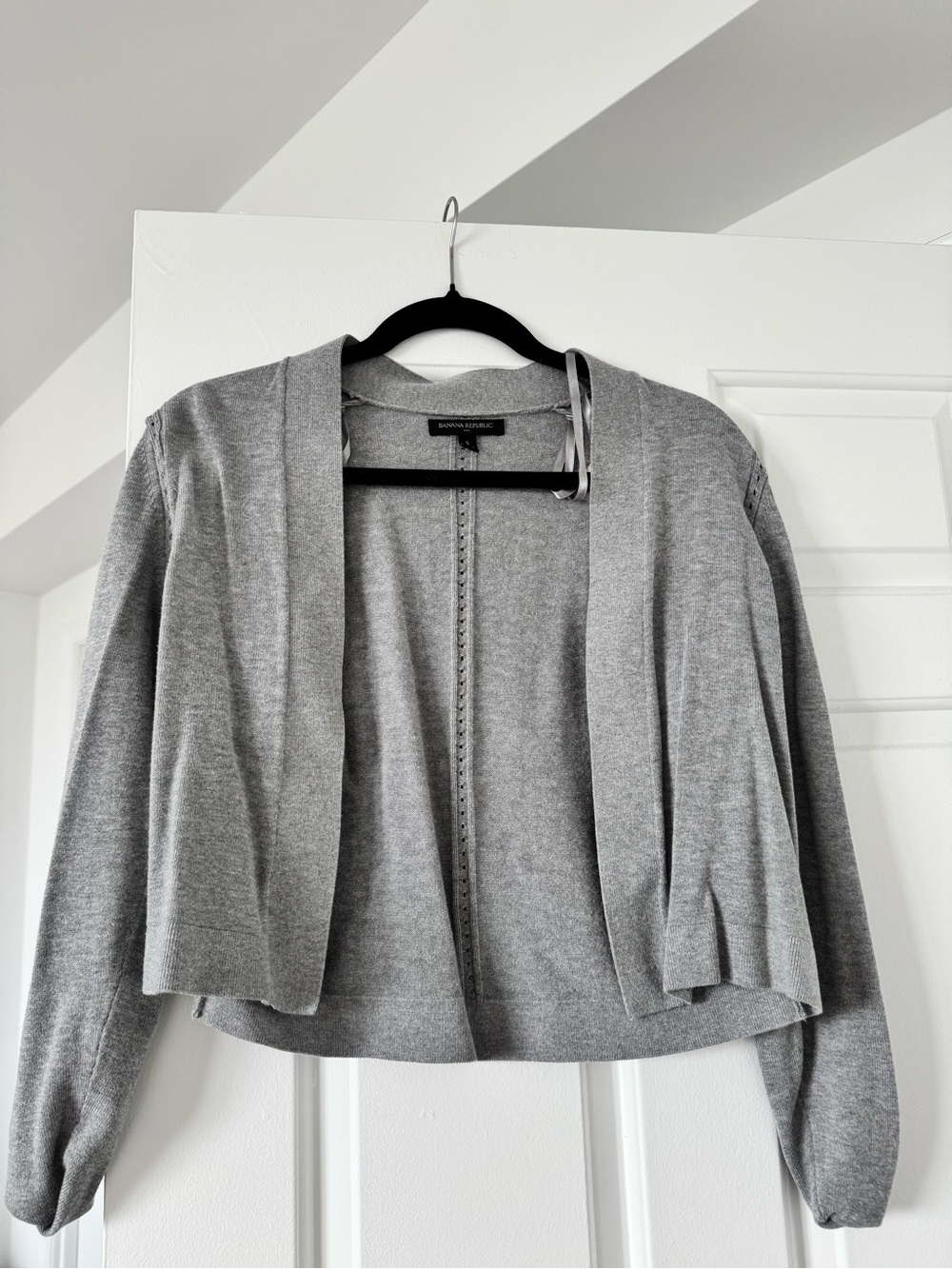 Banana Republic Gray Cropped Open-Front Knit Blazer